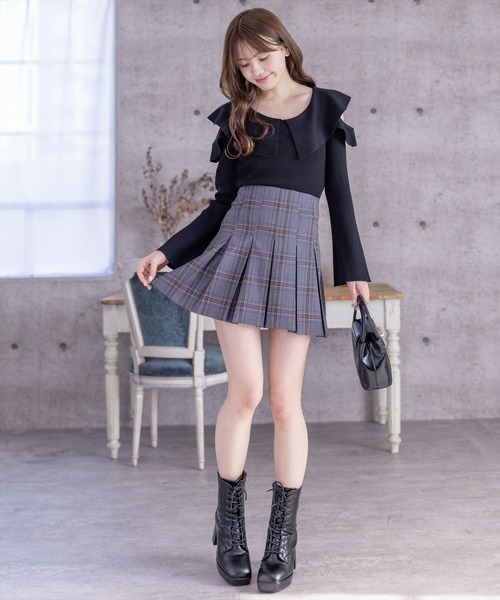 clear(クリア)の「チェック柄ボックスプリーツスカート≪2024SS新作≫(スカート・レディース・グレー/アイボリー・S/M)」の11枚目の写真