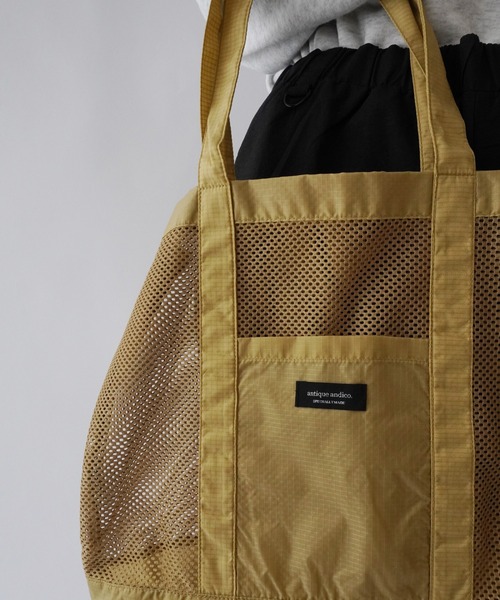 United Athle（ユナイテッドアスレ）の「【 UNITED ATHLE / ユナイテッドアスレ 】 antique andico ライトナイロン リップストップ メッシュ トートバッグ（トートバッグ・レディース・ベージュ/ブラック/カーキ・FREE）」の10枚目の写真