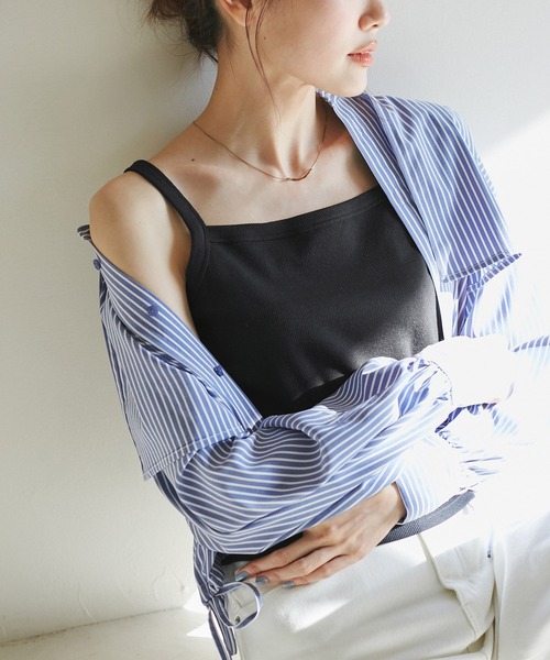 ROPE' PICNIC(ロペピクニック)の「クロップドテレコタンクインナー(タンクトップ・レディース・ブラック/グレー/ホワイト系その他/キナリ・38)」の4枚目の写真