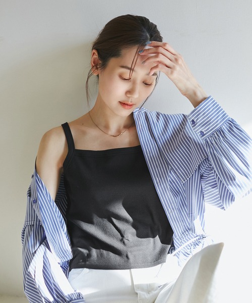 ROPE' PICNIC(ロペピクニック)の「クロップドテレコタンクインナー(タンクトップ・レディース・ブラック/グレー/ホワイト系その他/キナリ・38)」の7枚目の写真