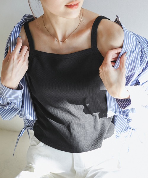 ROPE' PICNIC(ロペピクニック)の「クロップドテレコタンクインナー(タンクトップ・レディース・ブラック/グレー/ホワイト系その他/キナリ・38)」の8枚目の写真