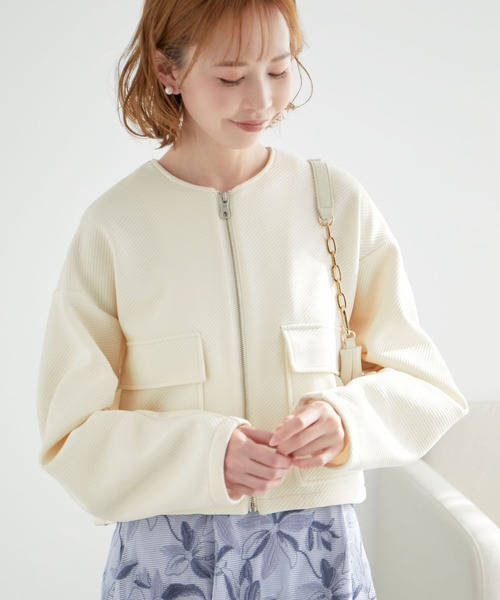 ROPE' PICNIC（ロペピクニック）の「カルゼフクレジャガードブルゾン（ブルゾン・レディース・ブラック/オフホワイト/ライトグレー・38）」の2枚目の写真