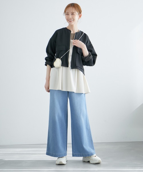 ROPE' PICNIC（ロペピクニック）の「カルゼフクレジャガードブルゾン（ブルゾン・レディース・ブラック/オフホワイト/ライトグレー・38）」の4枚目の写真