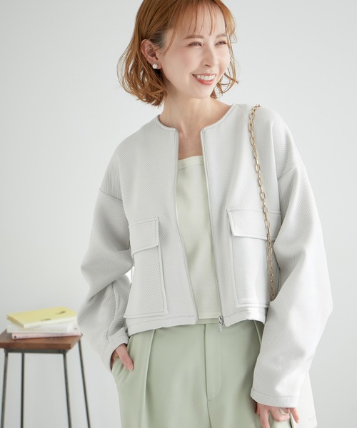 ROPE' PICNIC（ロペピクニック）の「カルゼフクレジャガードブルゾン（ブルゾン・レディース・ブラック/オフホワイト/ライトグレー・38）」の12枚目の写真