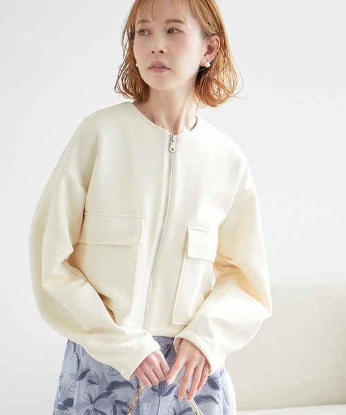 ROPE' PICNIC（ロペピクニック）の「カルゼフクレジャガードブルゾン（ブルゾン・レディース・ブラック/オフホワイト/ライトグレー・38）」の16枚目の写真