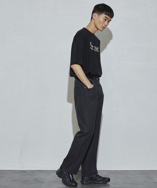 Firsthand（ファーストハンド）の「Firsthand/ファーストハンド オゾン加工ブラックデニム / センタープレス フレアデニムパンツ（デニムパンツ・メンズ・ブラック・MEDIUM/LARGE）」の7枚目の写真