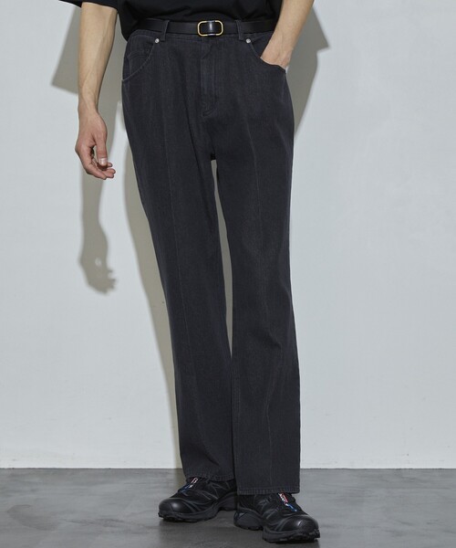 Firsthand（ファーストハンド）の「Firsthand/ファーストハンド オゾン加工ブラックデニム / センタープレス フレアデニムパンツ（デニムパンツ・メンズ・ブラック・MEDIUM/LARGE）」の8枚目の写真