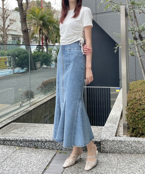 NOMAE（ノーマエ）の「ビジューサイドギャザーTシャツ（Tシャツ