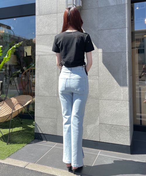 NOMAE(ノーマエ)の「ビジューサイドギャザーTシャツ(Tシャツ/カットソー・レディース・ホワイト/ブラック/ピンク/ライトグリーン/グリーン・FREE)」の20枚目の写真