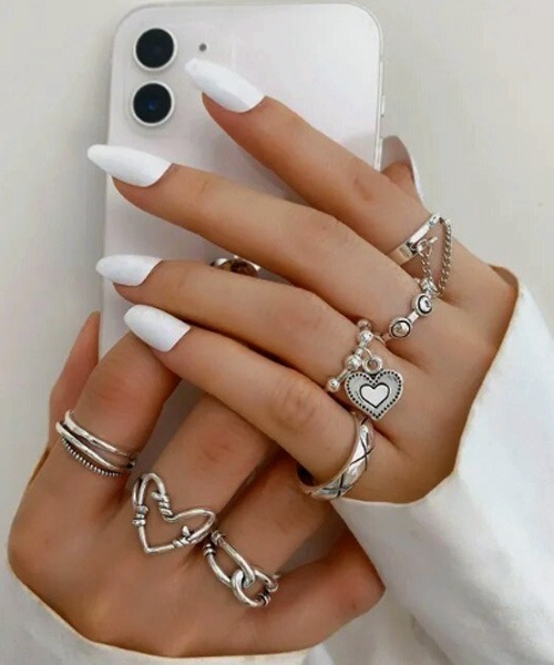 Mayree（メイリー）の「【urge select】Y2K ハートモチーフ ヴィンテージデザイン シルバー リング【7個セット/サイズ調節可能】（リング・レディース・シルバー系・FREE）」の4枚目の写真