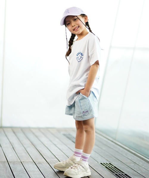 ムラサキスポーツ（ムラサキスポーツ）の「CALIFORNIA T-SHIRTS/カリフォルニア キッズ Tシャツ PTEE 242CF3ST193（Tシャツ/カットソー・キッズ・ホワイト×ピンク/ネイビー/グリーン/ホワイト×イエロー・130cm/140cm/150cm/160cm）」の6枚目の写真