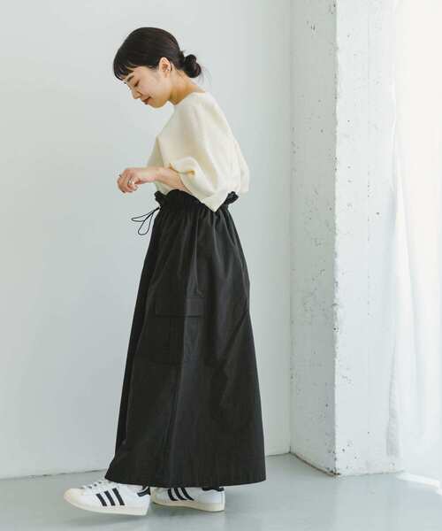 ITEMS URBANRESEARCH（アイテムズ アーバンリサーチ）の「ドロストカーゴスカート（スカート・レディース・ブラック/カーキ・FREE）」の6枚目の写真