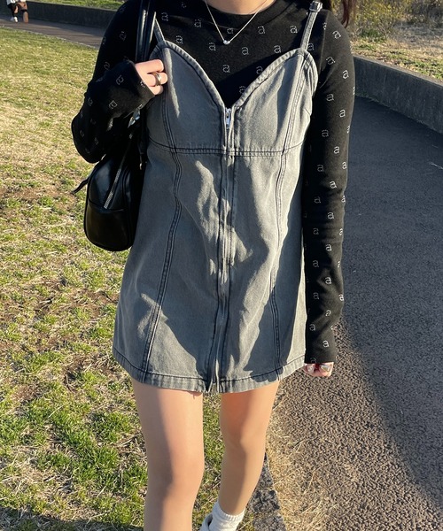 RiLi(リリ)の「デニムビスチェミニワンピ【RL】(ワンピース・レディース・グレー/ブルー・FREE)」の2枚目の写真