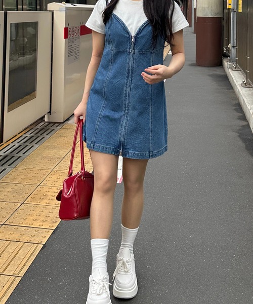 RiLi(リリ)の「デニムビスチェミニワンピ【RL】(ワンピース・レディース・グレー/ブルー・FREE)」の1枚目の写真