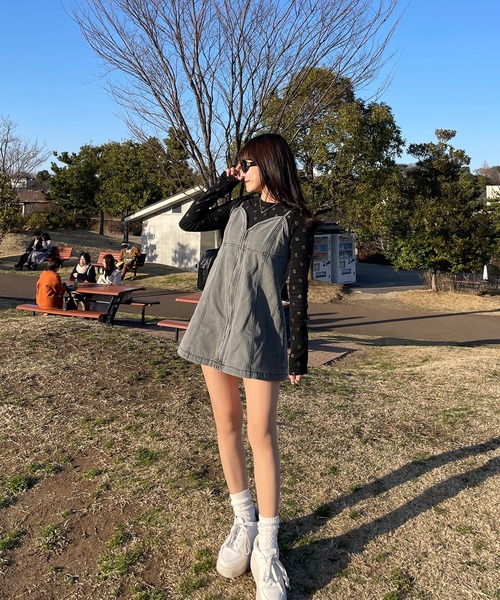 RiLi(リリ)の「デニムビスチェミニワンピ【RL】(ワンピース・レディース・グレー/ブルー・FREE)」の12枚目の写真
