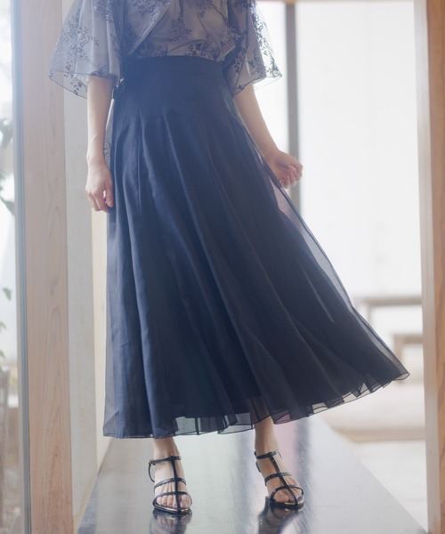 mysty woman(ミスティウーマン)の「シアーマチフレアスカート 120994(スカート・レディース・アイボリー/ブラック/グレー・FREE)」の3枚目の写真