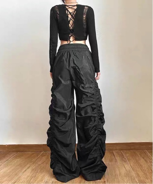 .KOM（ドットコム）の「『.KOM/ドットケーオーエム』シャーリングワイドパンツ【Y】【CN】（その他パンツ・レディース・ホワイト/ブラック・S）」の5枚目の写真