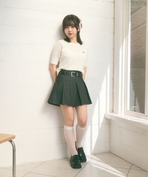 Ada.(エイダ)の「<Peachyyouth × Ada.>半袖 ケーブル サマーニット(ニット/セーター・レディース・ライトブルー/ホワイト/ネイビー・FREE)」の19枚目の写真