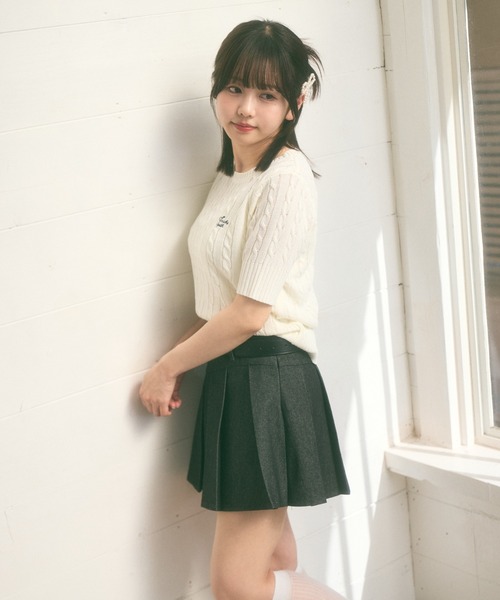 Ada.(エイダ)の「<Peachyyouth × Ada.>半袖 ケーブル サマーニット(ニット/セーター・レディース・ライトブルー/ホワイト/ネイビー・FREE)」の10枚目の写真