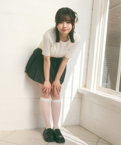 Ada.(エイダ)の「<Peachyyouth × Ada.>半袖 ケーブル サマーニット(ニット/セーター・レディース・ライトブルー/ホワイト/ネイビー・FREE)」の16枚目の写真