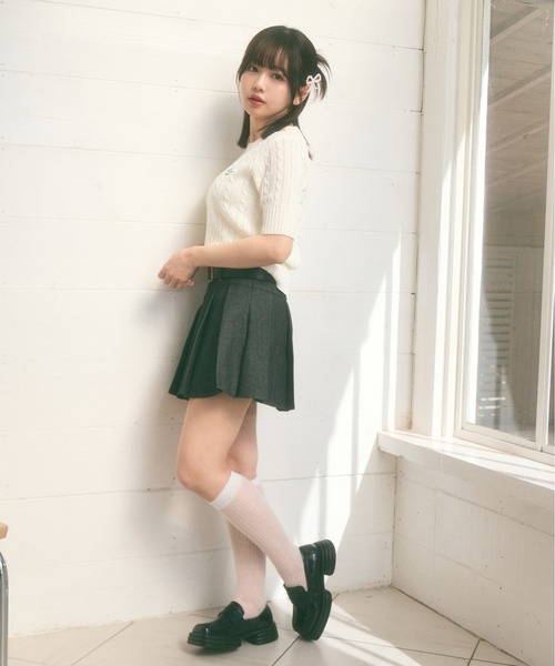 Ada.(エイダ)の「<Peachyyouth × Ada.>半袖 ケーブル サマーニット(ニット/セーター・レディース・ライトブルー/ホワイト/ネイビー・FREE)」の17枚目の写真