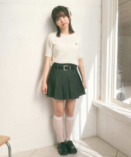 Ada.(エイダ)の「<Peachyyouth × Ada.>半袖 ケーブル サマーニット(ニット/セーター・レディース・ライトブルー/ホワイト/ネイビー・FREE)」の18枚目の写真