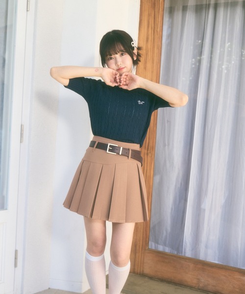 Ada.(エイダ)の「<Peachyyouth × Ada.>半袖 ケーブル サマーニット(ニット/セーター・レディース・ライトブルー/ホワイト/ネイビー・FREE)」の20枚目の写真