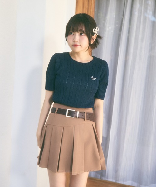 Ada.(エイダ)の「<Peachyyouth × Ada.>半袖 ケーブル サマーニット(ニット/セーター・レディース・ライトブルー/ホワイト/ネイビー・FREE)」の21枚目の写真