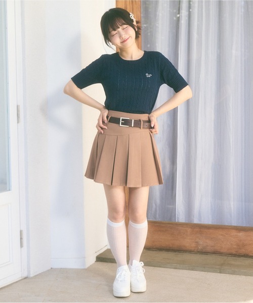 Ada.(エイダ)の「<Peachyyouth × Ada.>半袖 ケーブル サマーニット(ニット/セーター・レディース・ライトブルー/ホワイト/ネイビー・FREE)」の22枚目の写真