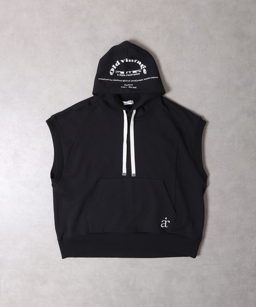 【1度のみ使用】FEELCYCLE★ノースリーブフーディ★パーカー★XS セール】one point sleeveless zip hoodie/ワンポイント刺繍
