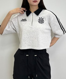 ハーフZIP袖ラインダブルロゴトップス