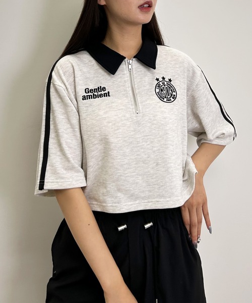 INGNI（イング）の「ハーフZIP袖ラインダブルロゴトップス（スウェット・レディース・ブラック/オフホワイト/オートミール・M）」の14枚目の写真