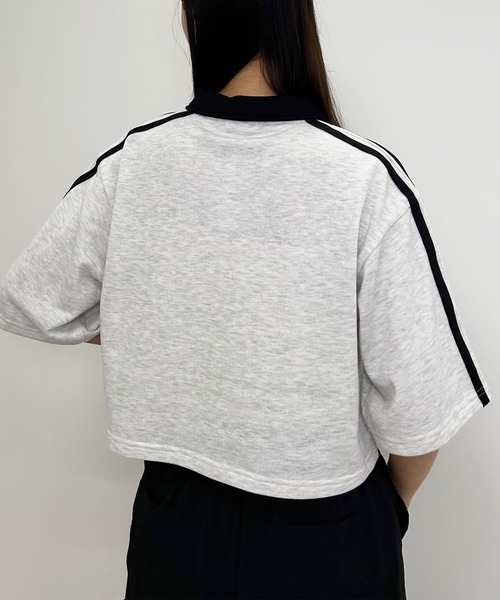 INGNI（イング）の「ハーフZIP袖ラインダブルロゴトップス（スウェット・レディース・ブラック/オフホワイト/オートミール・M）」の12枚目の写真