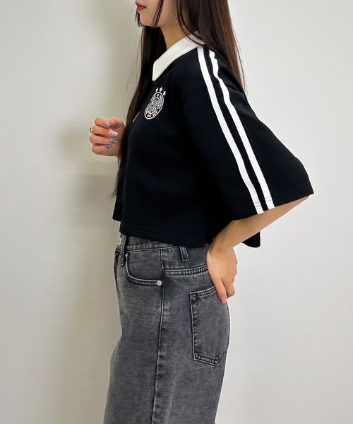 INGNI（イング）の「ハーフZIP袖ラインダブルロゴトップス（スウェット・レディース・ブラック/オフホワイト/オートミール・M）」の19枚目の写真