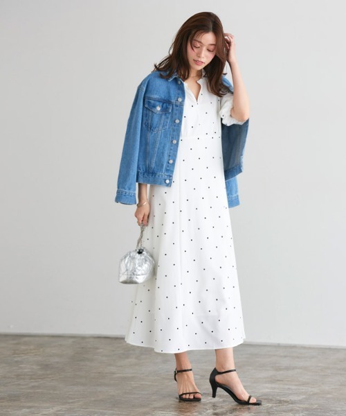 Pierrot（ピエロ）の「リップルドットフレアワンピース（ワンピース・レディース・ブラック/オフホワイト・PM/M/L）」の6枚目の写真