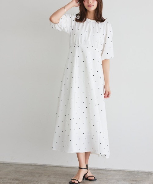 Pierrot（ピエロ）の「リップルドットフレアワンピース（ワンピース・レディース・ブラック/オフホワイト・PM/M/L）」の9枚目の写真