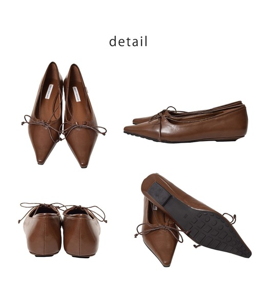 tukn.(トゥクン)の「【tukn.トゥクン】バレエコア リボンパンプス ポインテッド バレエパンプス(パンプス・レディース・ブラウン/ホワイト/ブラック・22.5cm/23.5cm/24.5cm/23.0cm/24.0cm)」の7枚目の写真