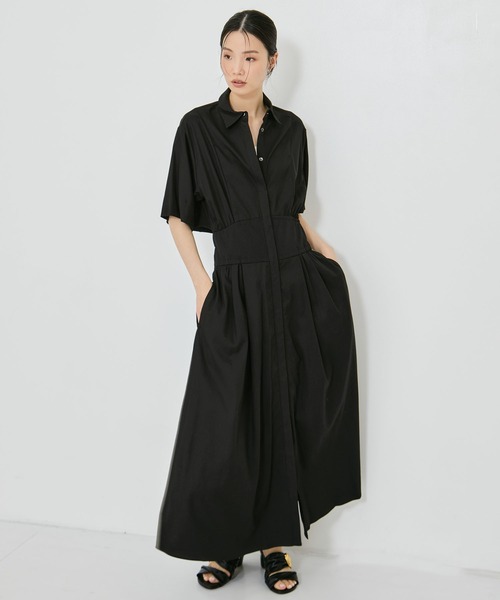 STUDIOUS（ステュディオス）の「【STUDIOUS/ステュディオス】コルセットディティールシャツドレス/ウエストマーク/フィット＆フレア（ワンピース・レディース・ネイビー/グレイッシュベージュ/ブラック・2/1）」の14枚目の写真