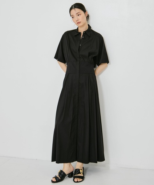 STUDIOUS（ステュディオス）の「【STUDIOUS/ステュディオス】コルセットディティールシャツドレス/ウエストマーク/フィット＆フレア（ワンピース・レディース・ネイビー/グレイッシュベージュ/ブラック・2/1）」の15枚目の写真