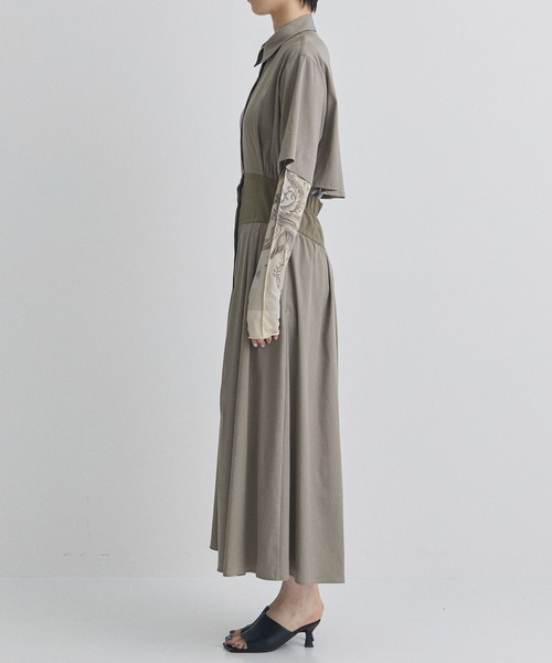 STUDIOUS（ステュディオス）の「【STUDIOUS/ステュディオス】コルセットディティールシャツドレス/ウエストマーク/フィット＆フレア（ワンピース・レディース・ネイビー/グレイッシュベージュ/ブラック・2/1）」の5枚目の写真