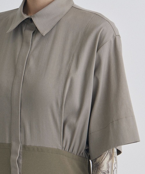 STUDIOUS（ステュディオス）の「【STUDIOUS/ステュディオス】コルセットディティールシャツドレス/ウエストマーク/フィット＆フレア（ワンピース・レディース・ネイビー/グレイッシュベージュ/ブラック・2/1）」の10枚目の写真