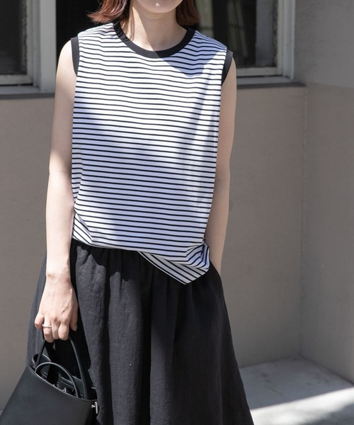 FORK&SPOON(フォークアンドスプーン)の「FORK&SPOON ノースリーブTシャツ(Tシャツ/カットソー・レディース・ブラック/オフホワイト/ホワイト系その他・1)」の4枚目の写真