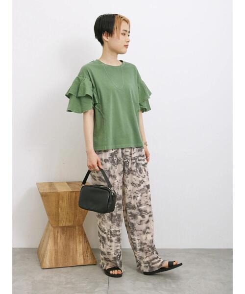 Samansa Mos2 blue(サマンサモスモスブルー)の「ピグメントフリルプルオーバー(Tシャツ/カットソー・レディース・ブルー/チャコールグレー/グリーン・F)」の12枚目の写真