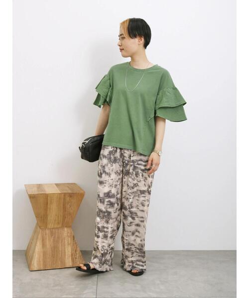 Samansa Mos2 blue(サマンサモスモスブルー)の「ピグメントフリルプルオーバー(Tシャツ/カットソー・レディース・ブルー/チャコールグレー/グリーン・F)」の13枚目の写真