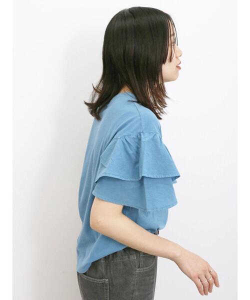 Samansa Mos2 blue(サマンサモスモスブルー)の「ピグメントフリルプルオーバー(Tシャツ/カットソー・レディース・ブルー/チャコールグレー/グリーン・F)」の20枚目の写真