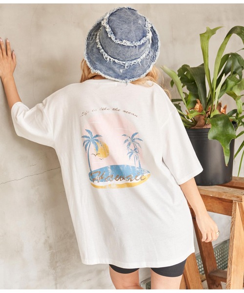 anap mimpi(アナップミンピ)の「Hawaii プリント ビッグ Tシャツ(Tシャツ/カットソー・レディース・ダークグレー/ホワイト/イエロー系その他・FREE)」の1枚目の写真