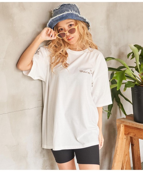 anap mimpi(アナップミンピ)の「Hawaii プリント ビッグ Tシャツ(Tシャツ/カットソー・レディース・ダークグレー/ホワイト/イエロー系その他・FREE)」の7枚目の写真