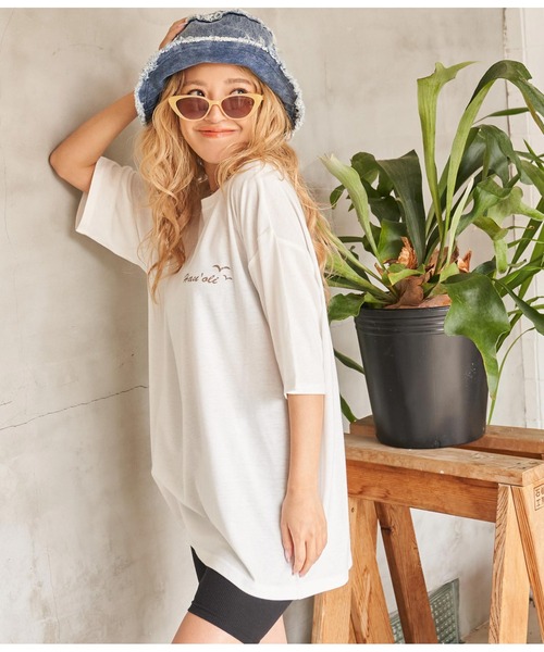 anap mimpi(アナップミンピ)の「Hawaii プリント ビッグ Tシャツ(Tシャツ/カットソー・レディース・ダークグレー/ホワイト/イエロー系その他・FREE)」の9枚目の写真