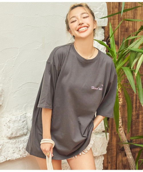 anap mimpi(アナップミンピ)の「Hawaii プリント ビッグ Tシャツ(Tシャツ/カットソー・レディース・ダークグレー/ホワイト/イエロー系その他・FREE)」の16枚目の写真