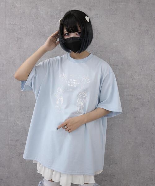 Whinny(ホワイニー)の「Whinny/空飛びエンジェルズ(Tシャツ/カットソー・レディース・サックスブルー/ブラック/ホワイト・FREE)」の17枚目の写真